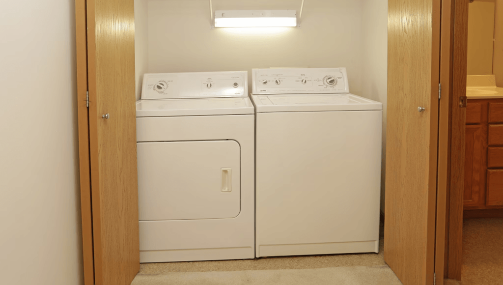 a washer and dryer in a laundry room