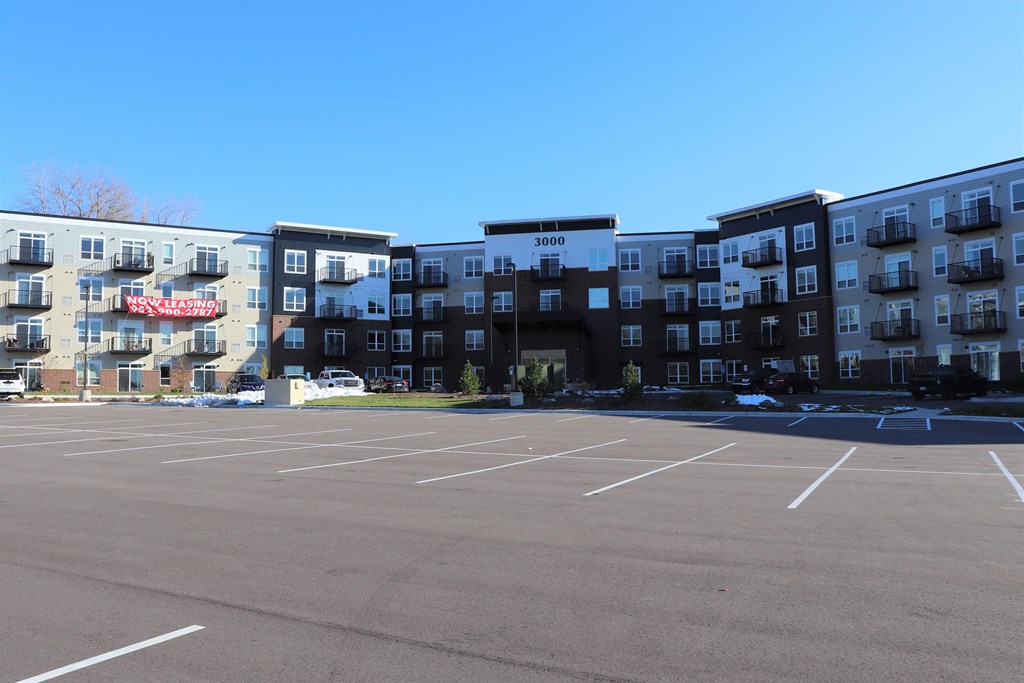 Bright sunshine warms the building