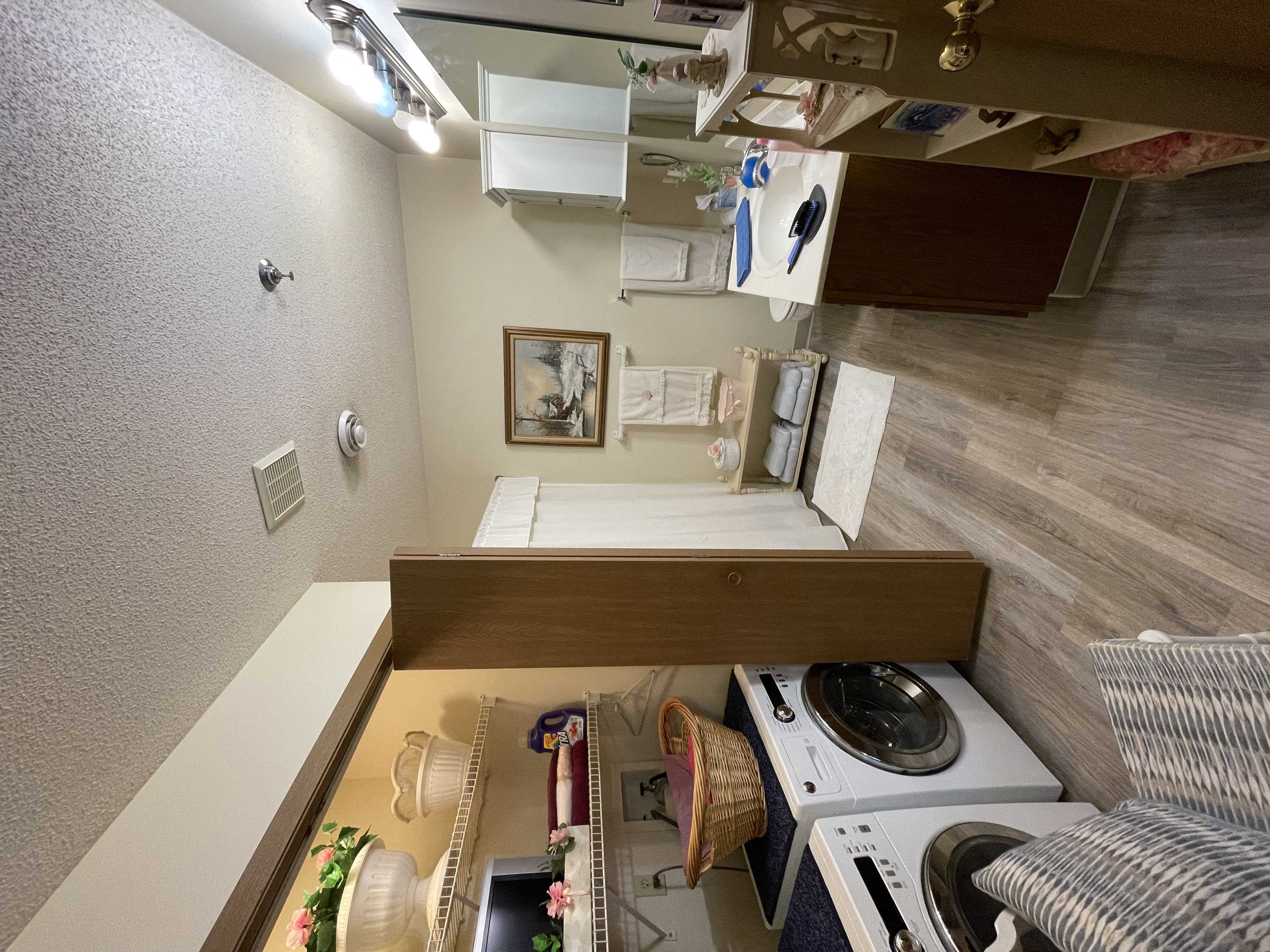 an overhead view of a kitchen with a stove and a sink