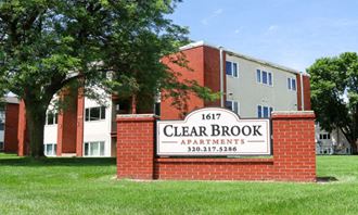 Clear Brook sign and outside of building