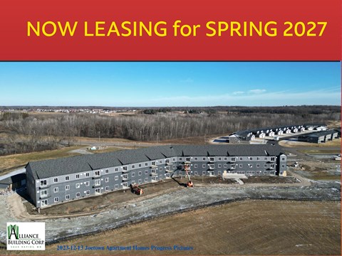 Now leasing with building exterior