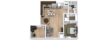 a floor plan of a house with a living room and a dining room