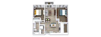a floor plan of a bedroom with a bathroom and a living room