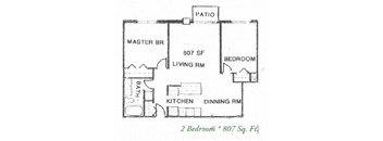 A diagram of a home layout with two bedrooms and a living room.