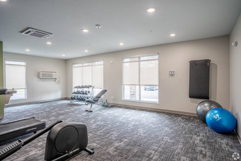 the commonwealth gym with exercise equipment and a tv