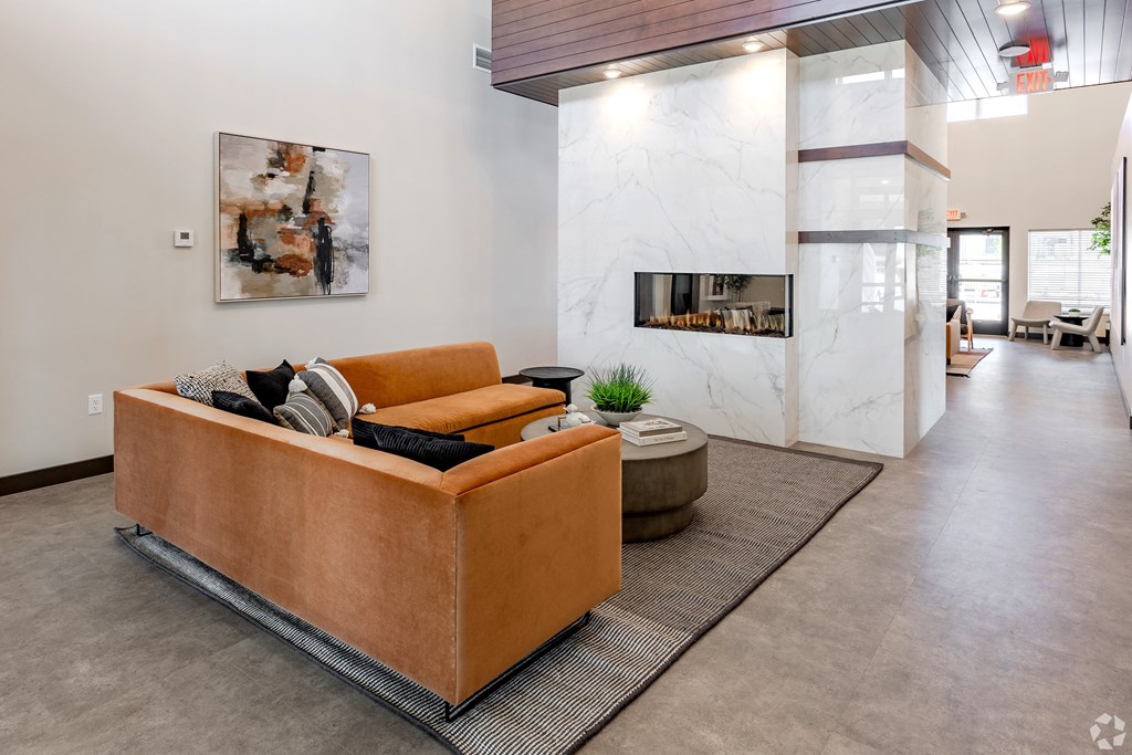 the preserve at ballantyne commons living room with couch and fireplace