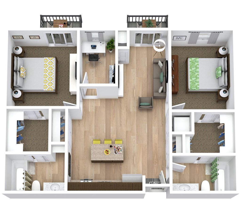a floor plan of a house with a bedroom and a living room