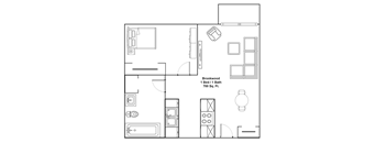 A floor plan of a Brookwood 1 Bed / 1 Bath 700 Sq. Ft. is shown.