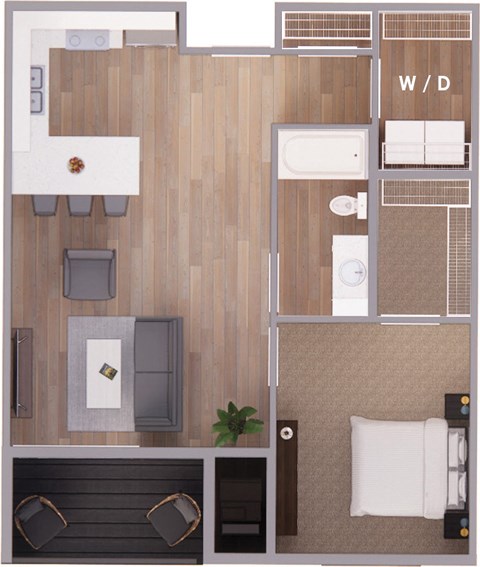 One Bed One Bath 782 sq ft