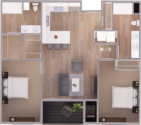 2 bed 2 bath 1095 sq ft