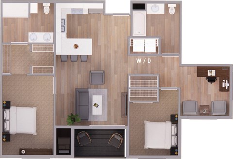 2  bedroom 2 bath + den 1199 sq ft