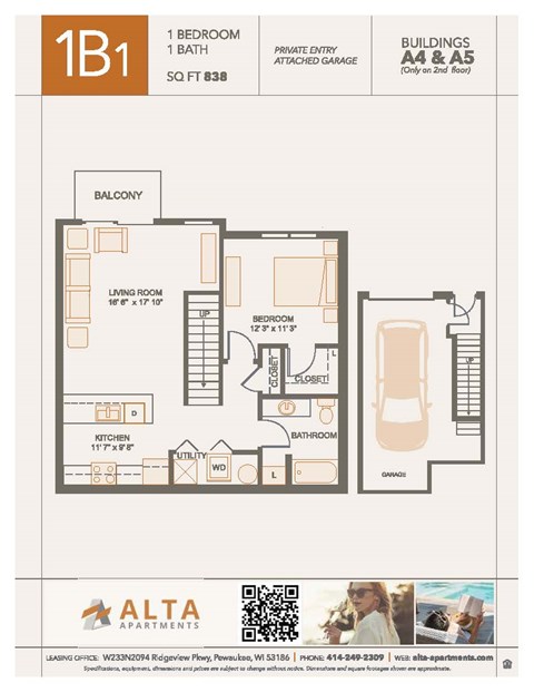 A floor plan for an apartment at Alta Apartments.