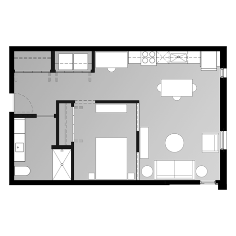 a floor plan of a stadium with a green field
