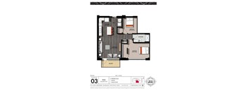 A floor plan of a 213 North Broadway, Milwaukee apartment.