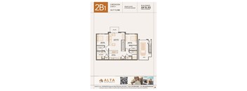 2B1 Floorplan at Alta Apartments, Pewaukee, WI 53186