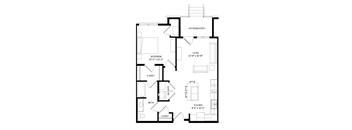 1 Bedroom A1 Floor Plan at Two Points Crossing, Madison, 53593