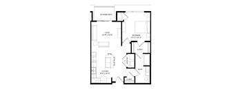 1 Bedroom A2 SIM Floor Plan at Two Points Crossing, Wisconsin, 53593