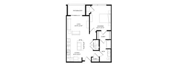 1 Bedroom A2 Floor Plan at Two Points Crossing, Madison, Wisconsin