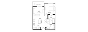 1 Bedroom A3 SIM Floor Plan at Two Points Crossing, Madison, WI, 53593