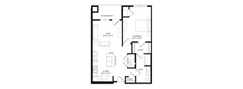 1 Bedroom A3 Floor Plan at Two Points Crossing, Madison