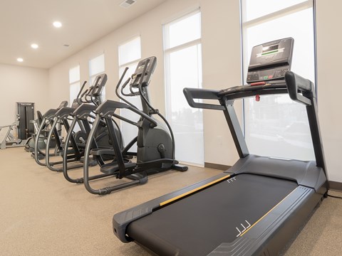 A treadmill in Gym at Alta Apartments, Wisconsin