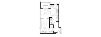 Studio B1 SIM Floor Plan at Two Points Crossing, Madison, WI