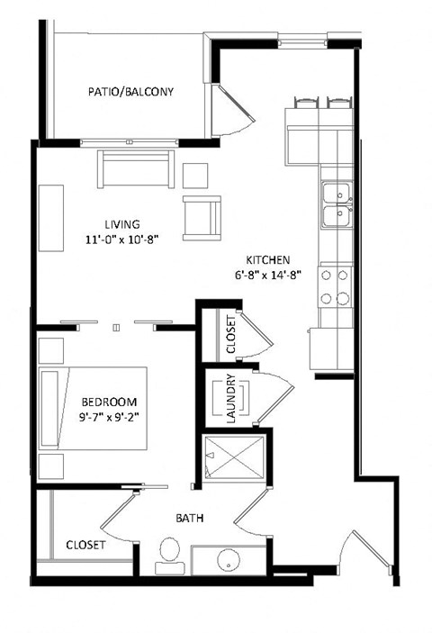 Studio B1 Floor Plan at Two Points Crossing, Wisconsin, 53593