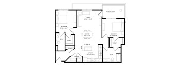 2 Bedroom C SIM Floor Plan at Two Points Crossing, Madison