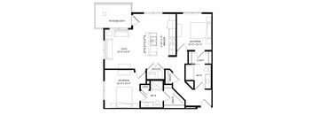 2 Bedroom D1 SIM Floor Plan at Two Points Crossing, Wisconsin, 53593