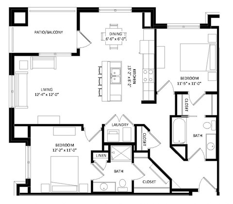 D1 Floor Plan at Two Points Crossing, Madison, WI