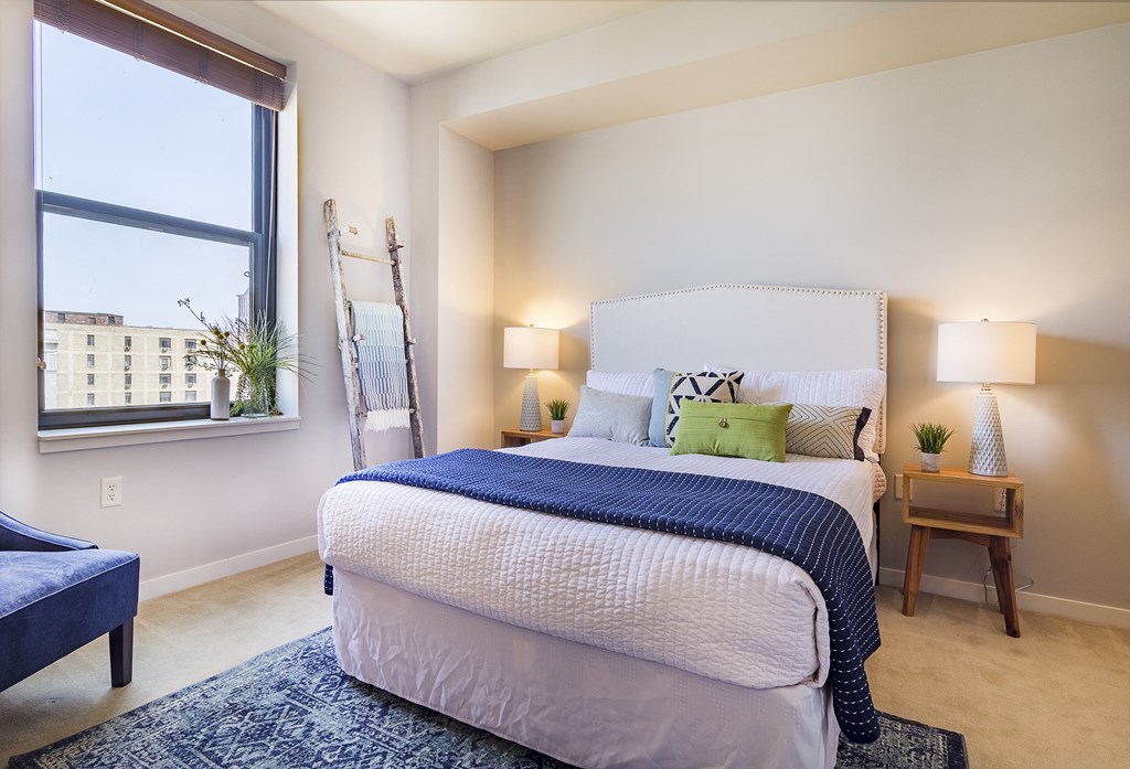 Bedroom With Expansive Windows at Grand Wisconsin, Milwaukee, WI