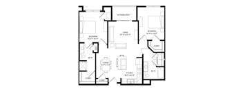 2 Bedroom E ADA Floor Plan at Two Points Crossing, Madison, WI, 53593