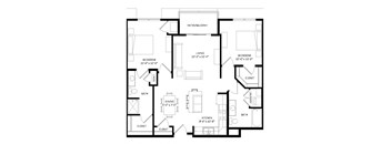 2 Bedroom E SIM Floor Plan at Two Points Crossing, Madison, WI