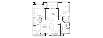 2 Bedroom E Floor Plan at Two Points Crossing, Madison, WI