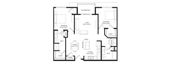 2 Bedroom F SIM Floor Plan at Two Points Crossing, Madison, 53593