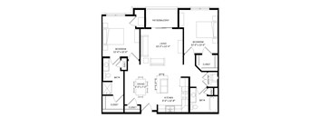 2 Bedroom F Floor Plan at Two Points Crossing, Madison, 53593