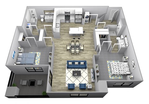 2 Bed C Floor Plan at Two Points Crossing, Madison, 53593