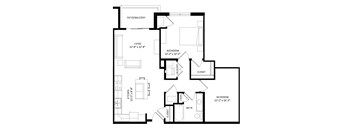 1 Bedroom + Den J1 Floor Plan at Two Points Crossing, Wisconsin, 53593