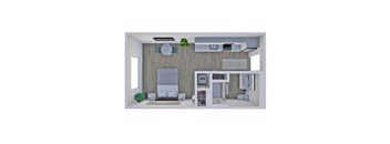 a floor plan with a bedroom and a living room