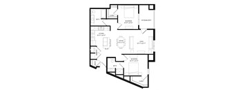 2 Bedroom K Floor Plan at Two Points Crossing, Madison, WI, 53593