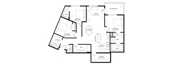 3 Bedroom L2 SIM Floor Plan at Two Points Crossing, Madison