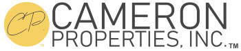 The image is a logo of Cameron Properties, Inc.