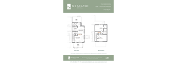 A floor plan for a Tackenash Knoll property showing two bedrooms and one and a half bathrooms.