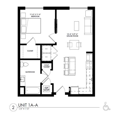 the floor plan of unit aa