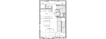 1st level of three bedroom town home unit plan