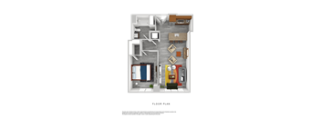 a floor plan of a room with a bedroom and a living room