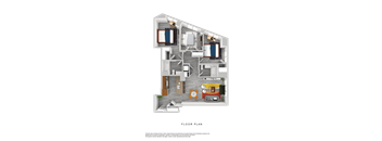 a 3d floor plan of a bedroom apartment