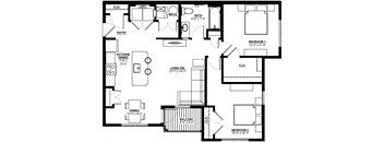 2D layout of 2 bedroom flat