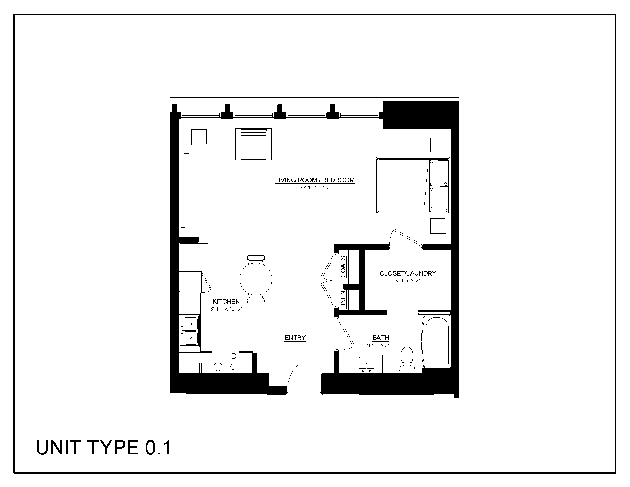 the floor plan of unit type 0 1
