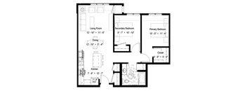 A black and white image of a house floor plan.